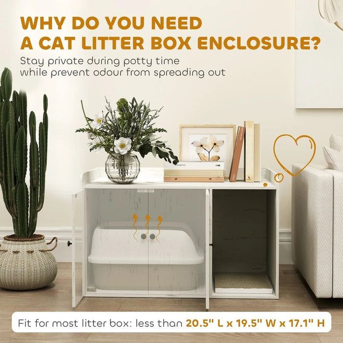 Modern Cat Litter Box Furniture with Built - In Scratching Mat - Monsta Online