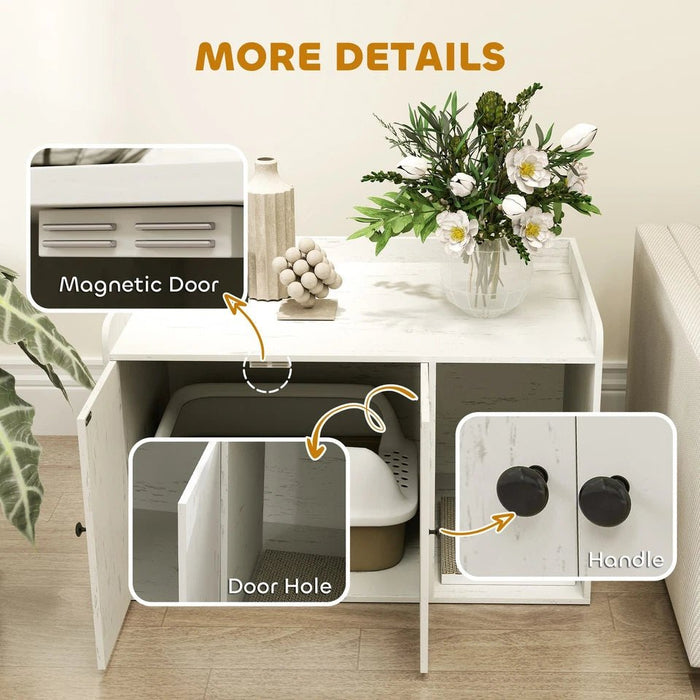 Modern Cat Litter Box Furniture with Built - In Scratching Mat - Monsta Online