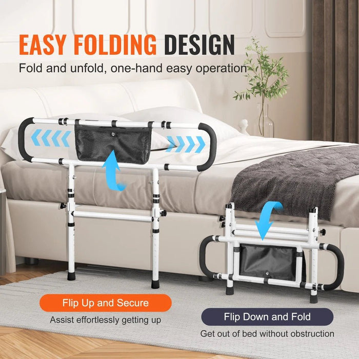 180° Foldable Safety Bed Rails for Seniors with Adjustable Handle and 450LBS Capacity - Monsta Online