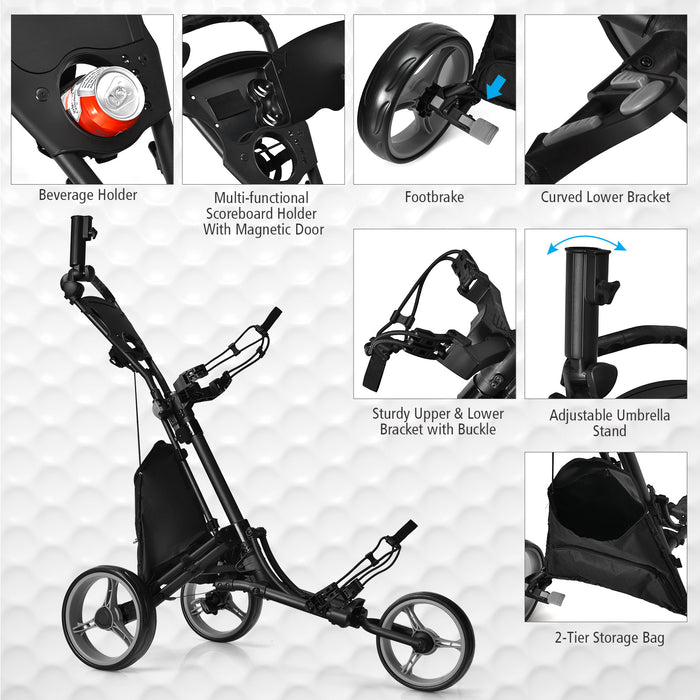 Premium Folding Golf Push Cart with Adjustable Ergonomic Handle and Storage Bag - Monsta Online