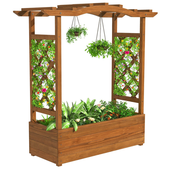 Elevated Wooden Garden Bed With Trellis & Hanging Roof - Monsta Online