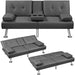 3 - in - 1 Convertible Futon Sofa Bed with Cup Holders and Plush Pillows - Monsta Online