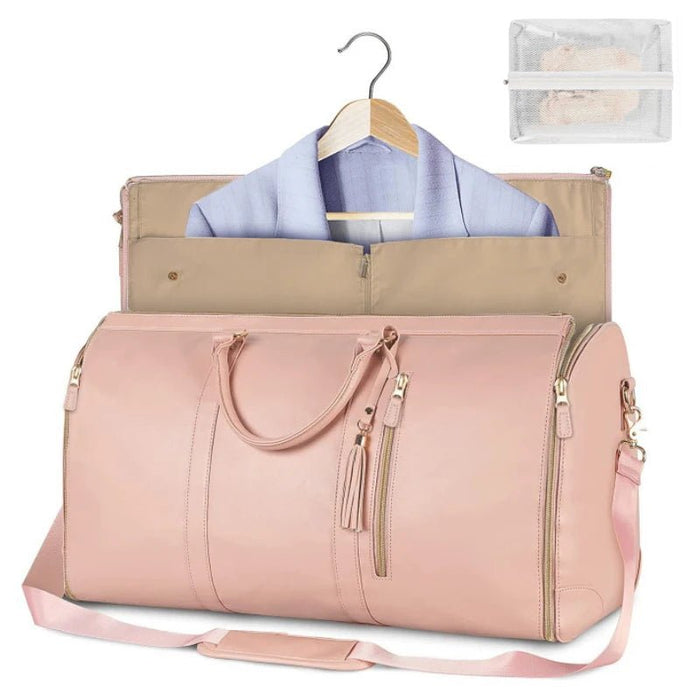 Premium Convertible PU Leather Garment Duffel Travel Bag - Monsta Online
