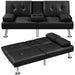 3 - in - 1 Convertible Futon Sofa Bed with Cup Holders and Plush Pillows - Monsta Online