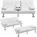 3 - in - 1 Convertible Futon Sofa Bed with Cup Holders and Plush Pillows - Monsta Online