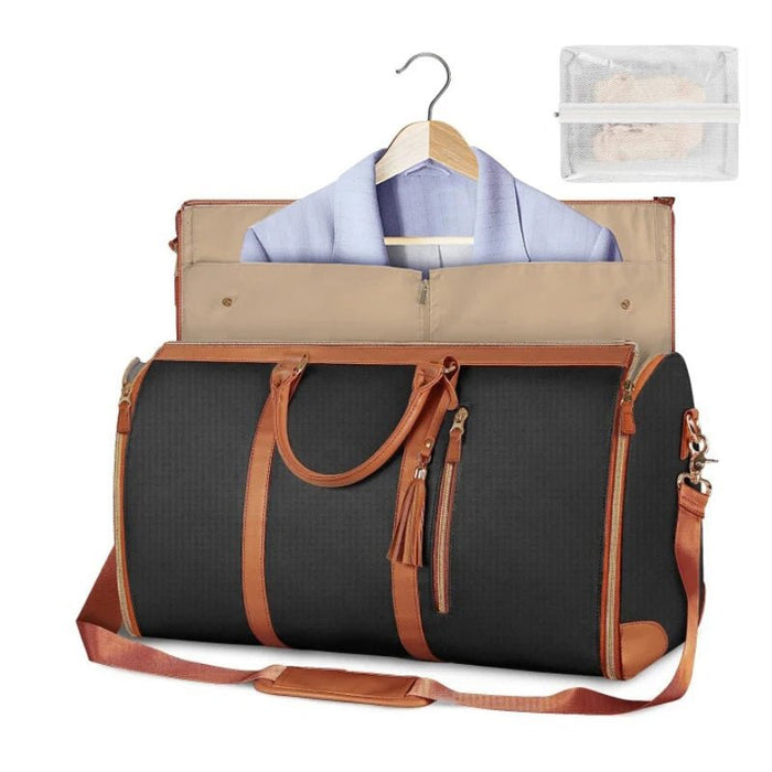 Premium Convertible PU Leather Garment Duffel Travel Bag - Monsta Online