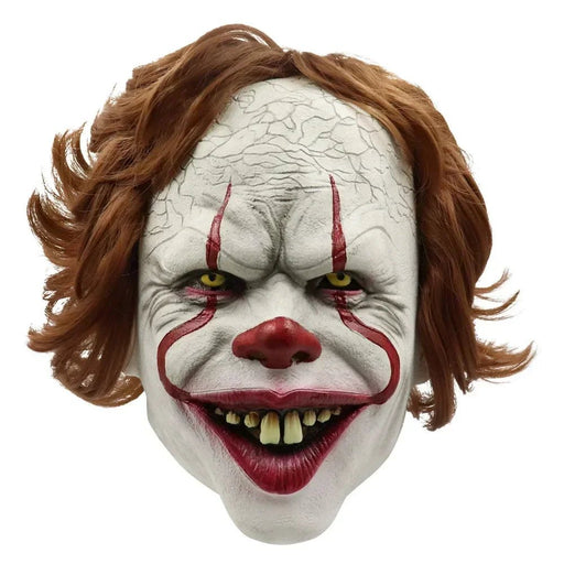 Halloween Pennywise Mask Scary Clown with Brown Hair Party Prop for Adults - Monsta Online
