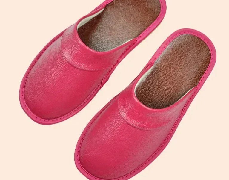 Men's Black Cowhide Leather Slippers – Arch Support, Non - Slip & Lightweight Footwear - Monsta Online
