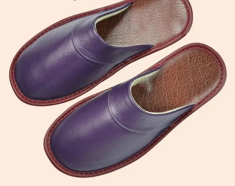 Men's Black Cowhide Leather Slippers – Arch Support, Non - Slip & Lightweight Footwear - Monsta Online