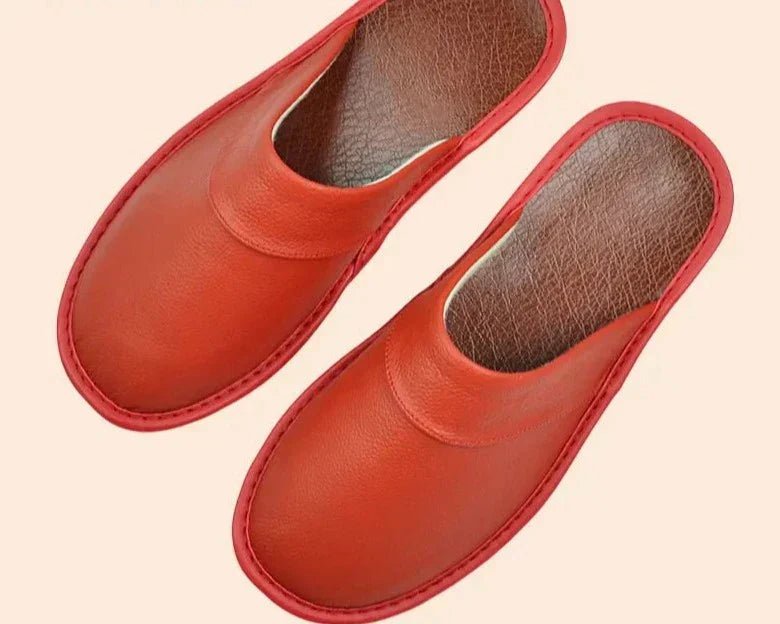 Men's Black Cowhide Leather Slippers – Arch Support, Non - Slip & Lightweight Footwear - Monsta Online