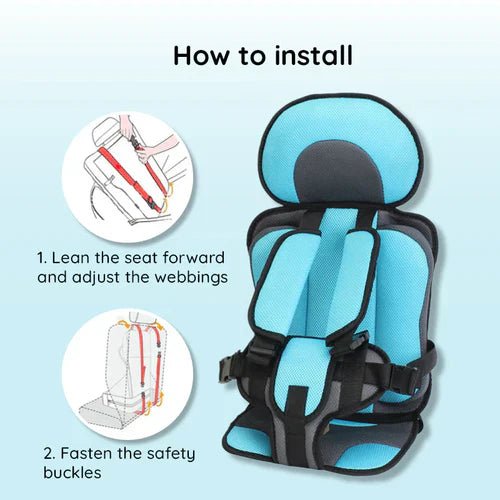 Portable Foldable Child Booster Seat – Lightweight Travel Car Seat with Safety Harness - Monsta Online
