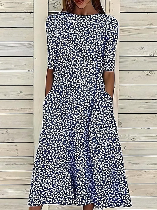 Harlow A - Line Midi Dress – Women's Elegant Flowy Midi Dress - Monsta Online